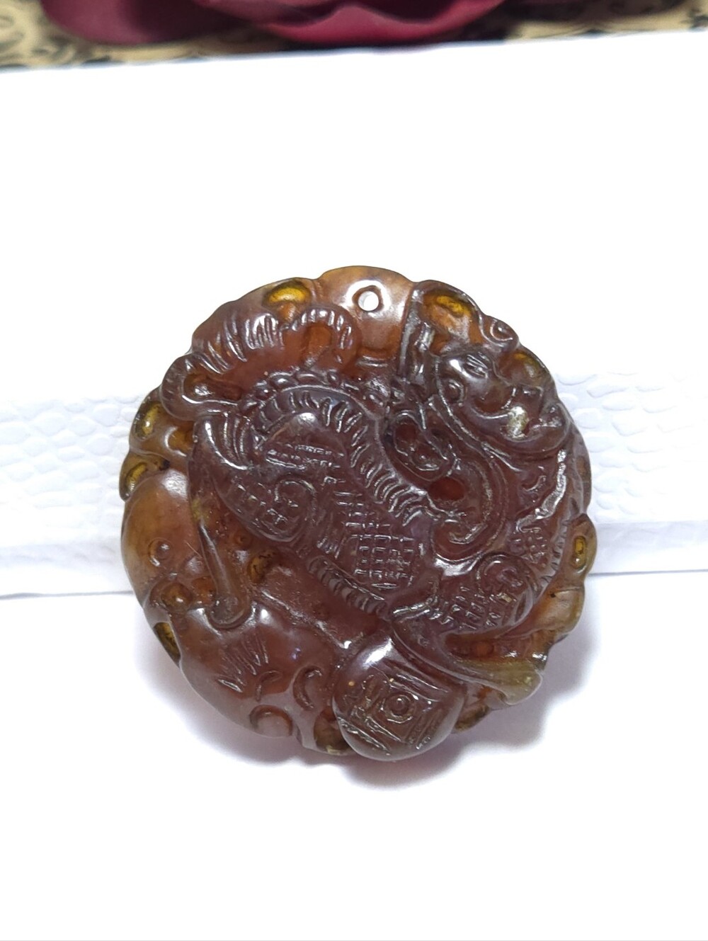 Vintage Natural Baltic Amber Carved Dragon Pendant